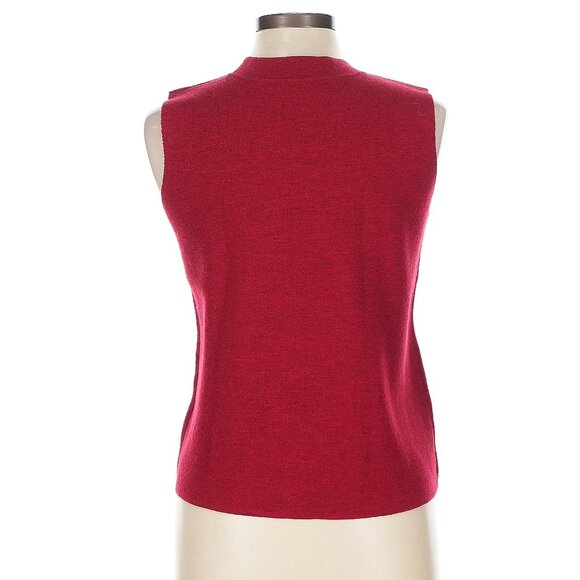 Vintage Eileen Fisher Petite Wool Mock Neck Sleeveless Top Red PL - Picture 3 of 5